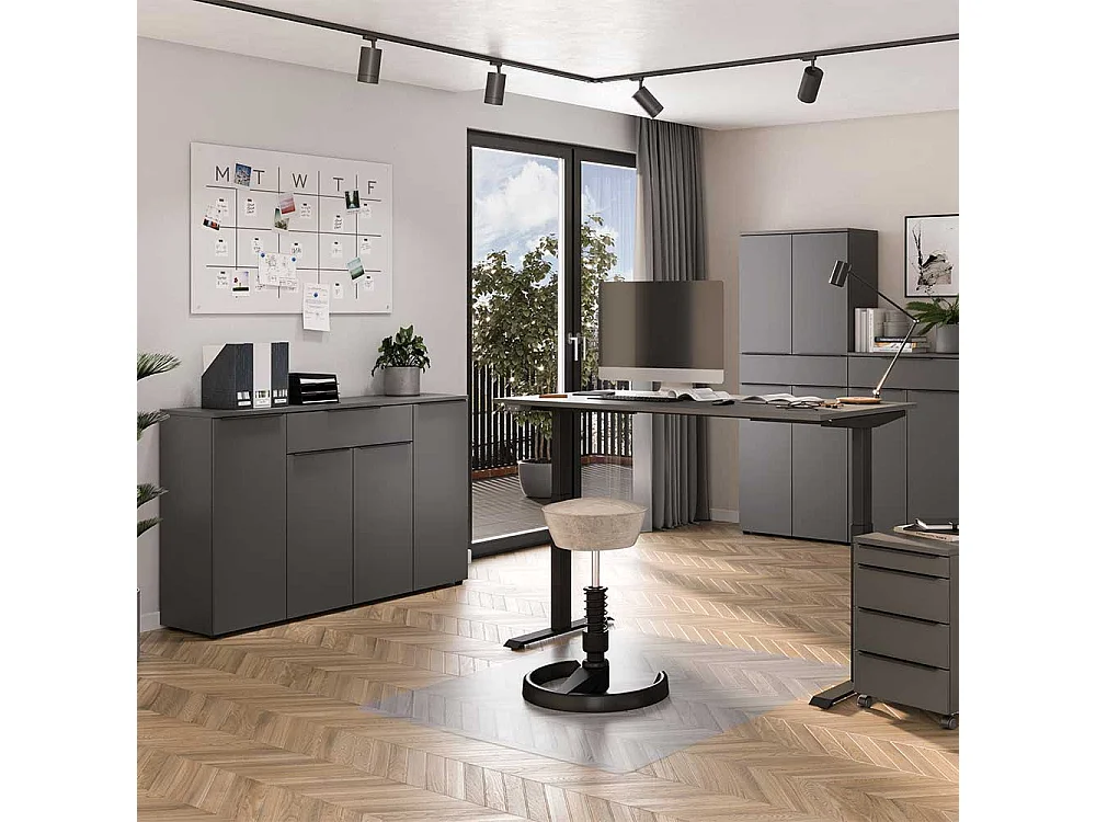 Sideboard Kommode in Dunkelgrau mit einer Schublade