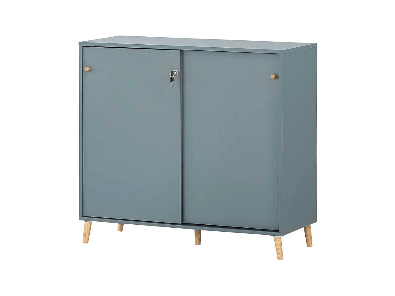 Großer Officeschrank Petrol mit herausnehmbarem Regalkreuz 185 cm hoch