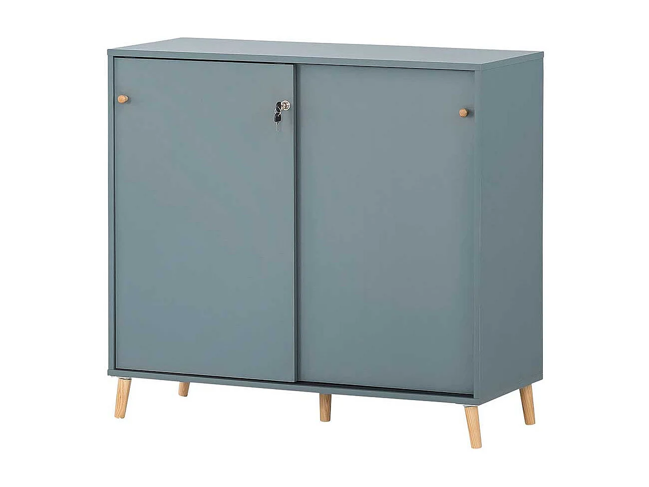 Großer Officeschrank Petrol mit herausnehmbarem Regalkreuz 185 cm hoch