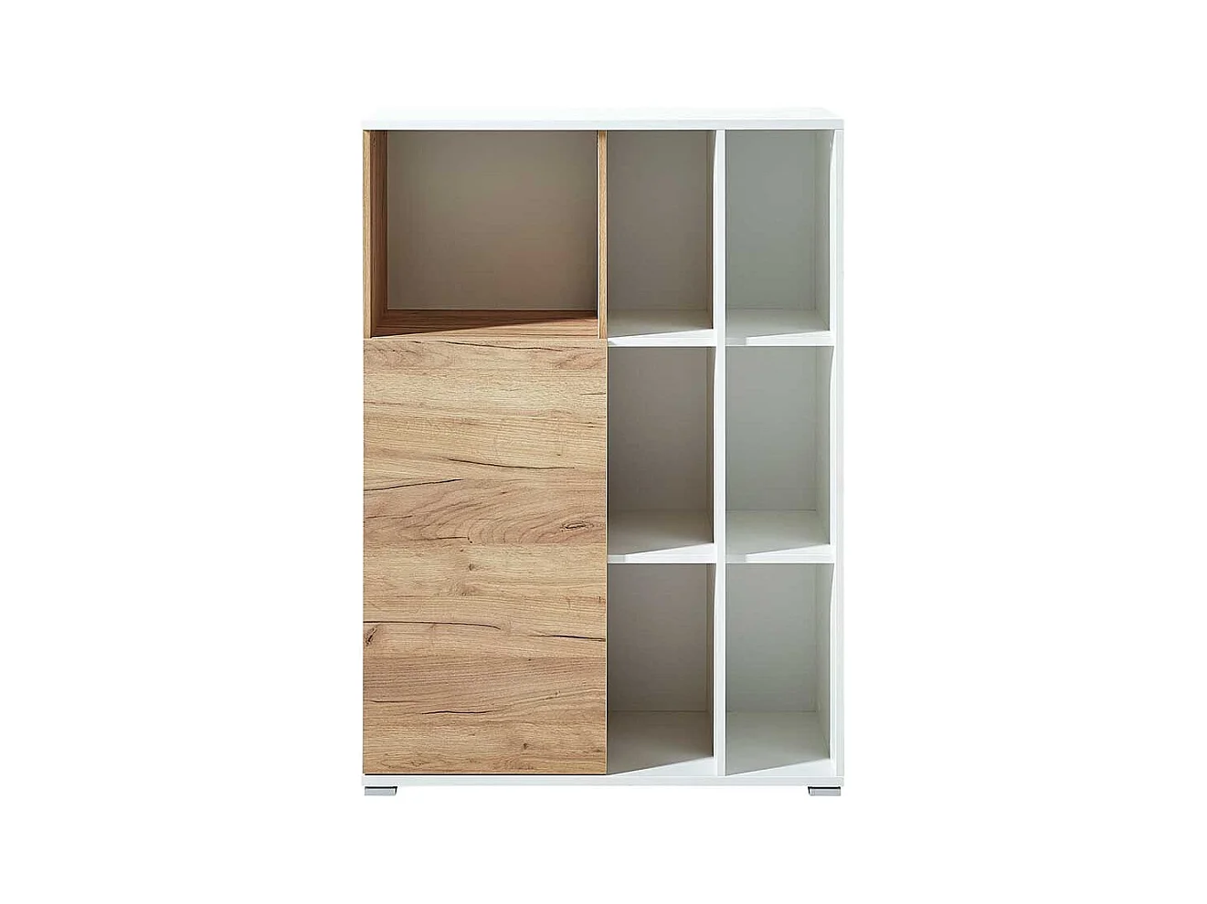 Ordnerschrank in Weiß und Wildeiche Dekor 120 cm hoch