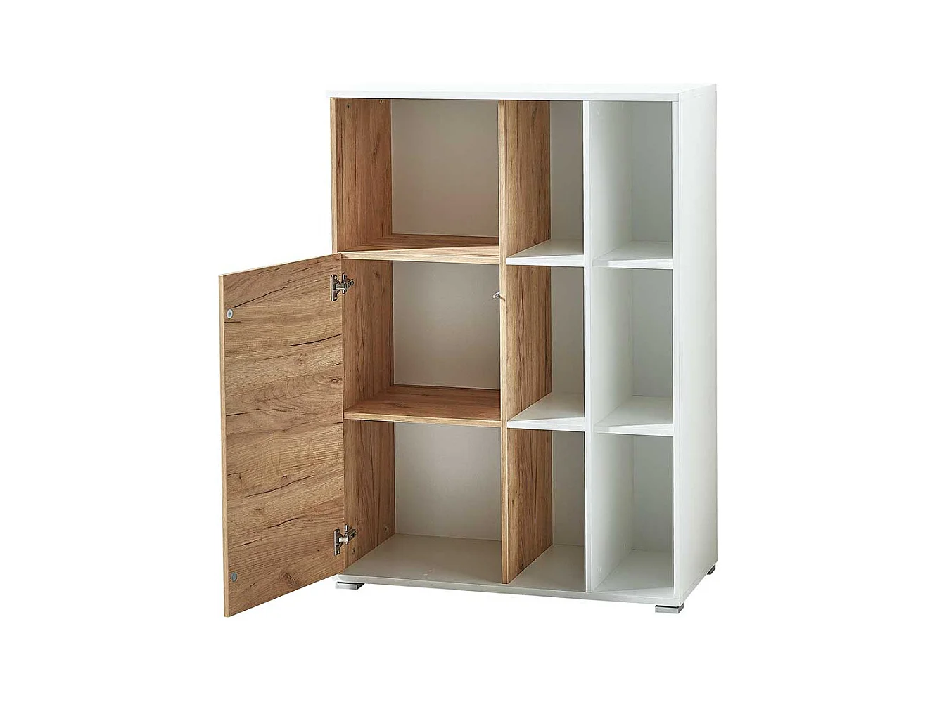 Ordnerschrank in Weiß und Wildeiche Dekor 120 cm hoch