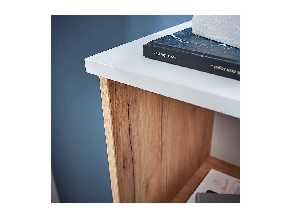 Ordnerschrank in Weiß und Wildeiche Dekor 120 cm hoch