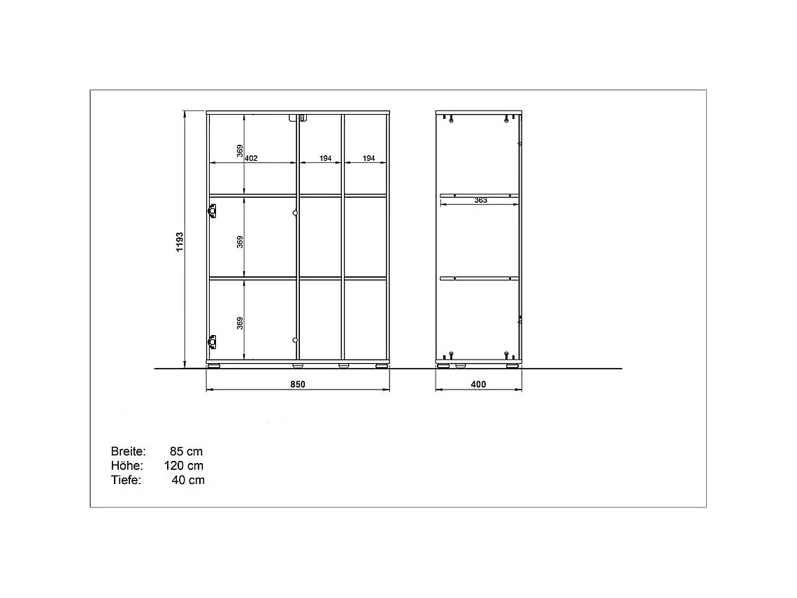 Ordnerschrank in Weiß und Wildeiche Dekor 120 cm hoch