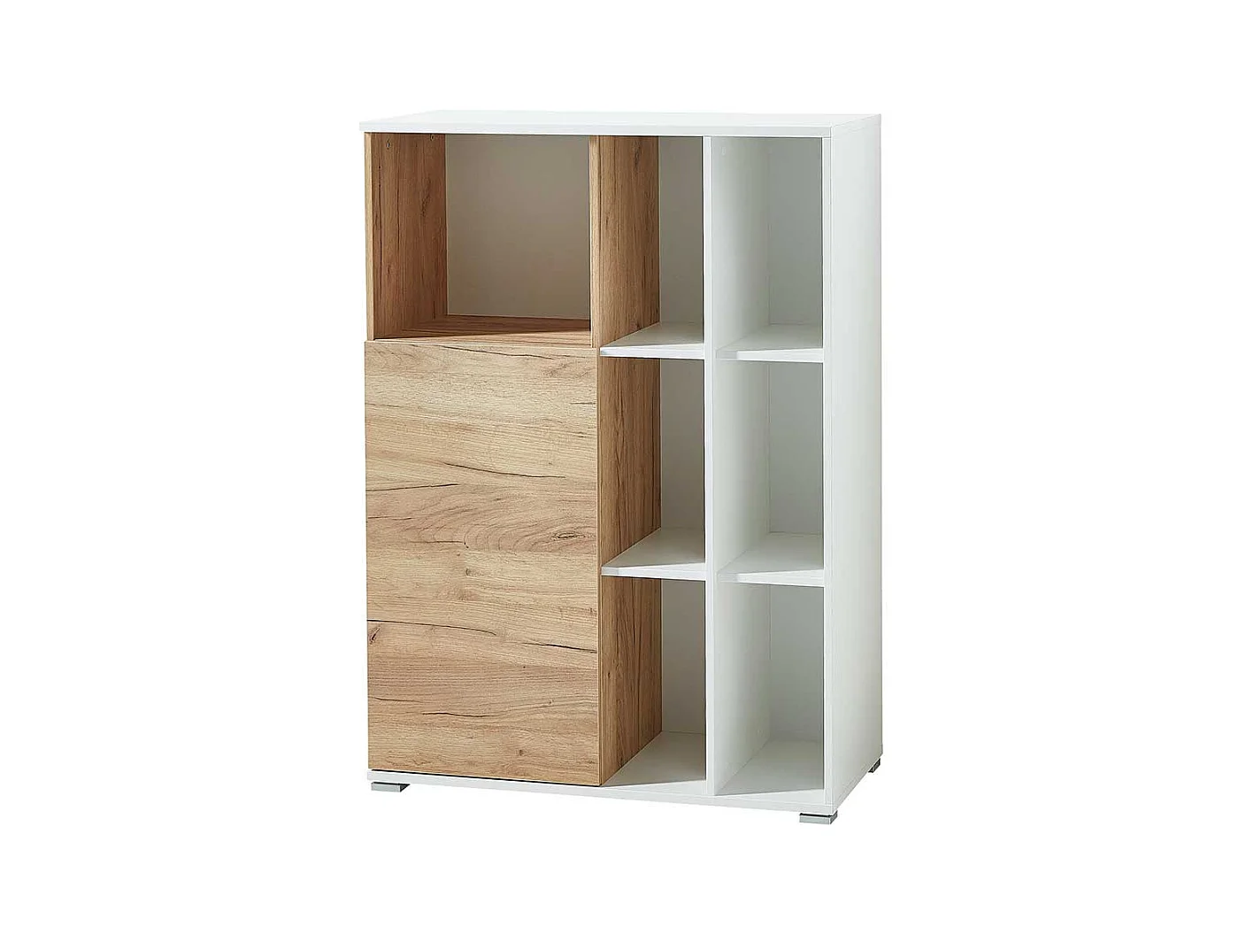 Ordnerschrank in Weiß und Wildeiche Dekor 120 cm hoch