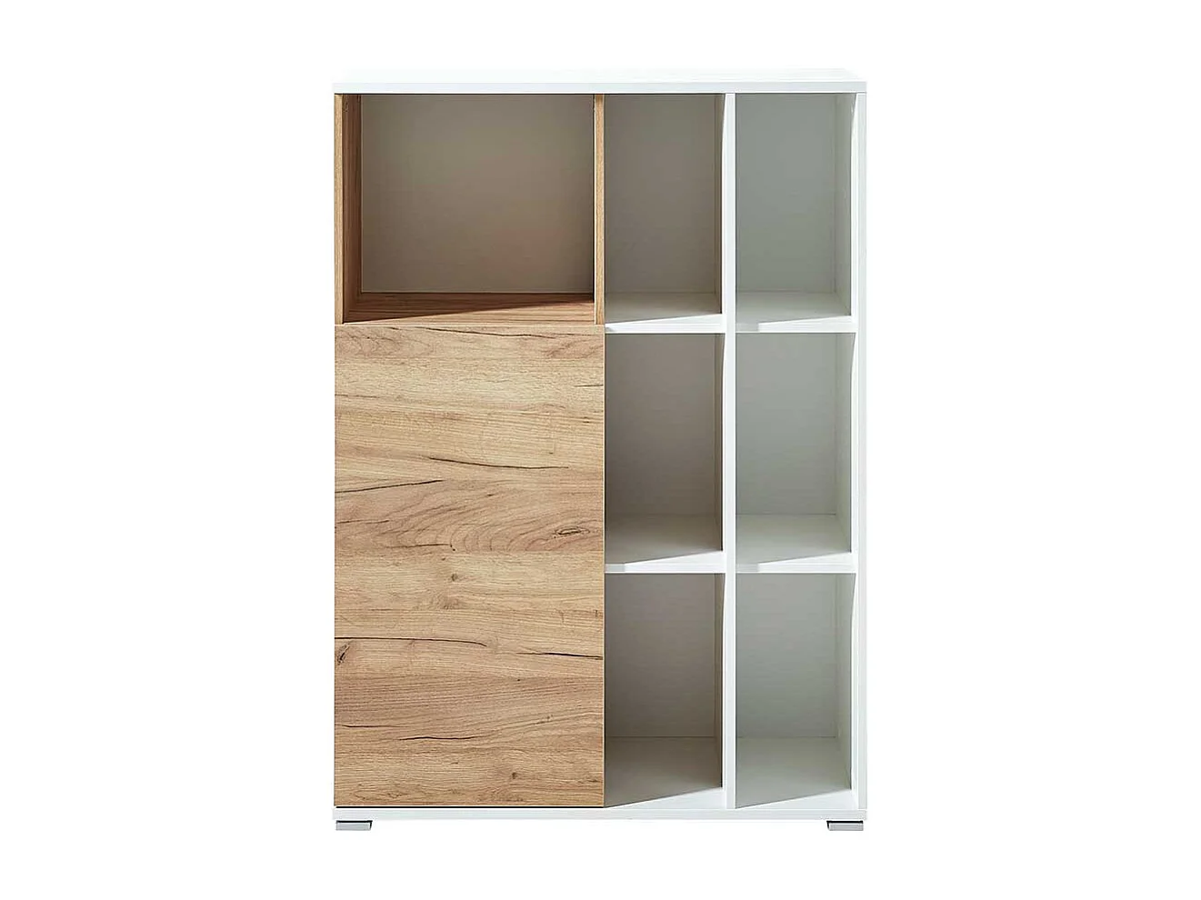 Ordnerschrank in Weiß und Wildeiche Dekor 120 cm hoch