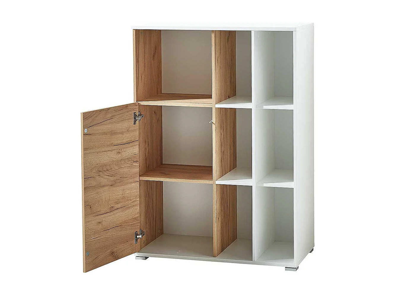 Ordnerschrank in Weiß und Wildeiche Dekor 120 cm hoch