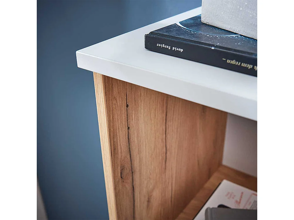 Ordnerschrank in Weiß und Wildeiche Dekor 120 cm hoch