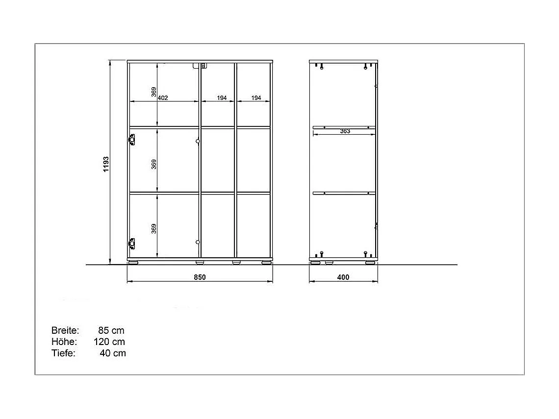 Ordnerschrank in Weiß und Wildeiche Dekor 120 cm hoch