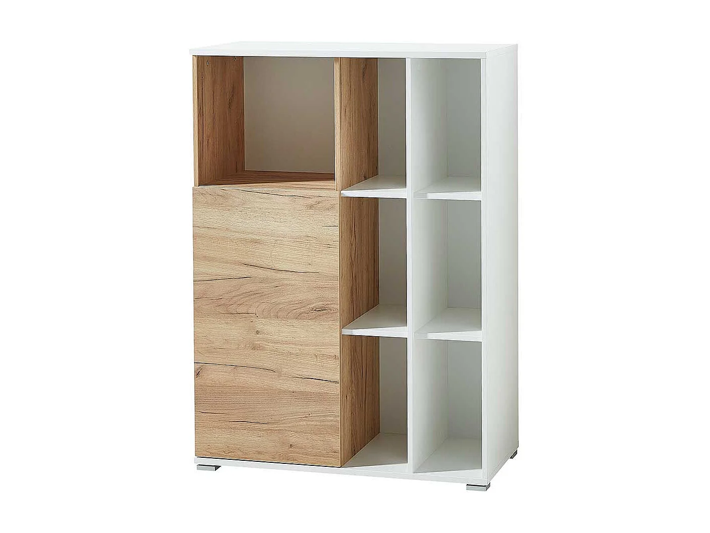 Ordnerschrank in Weiß und Wildeiche Dekor 120 cm hoch