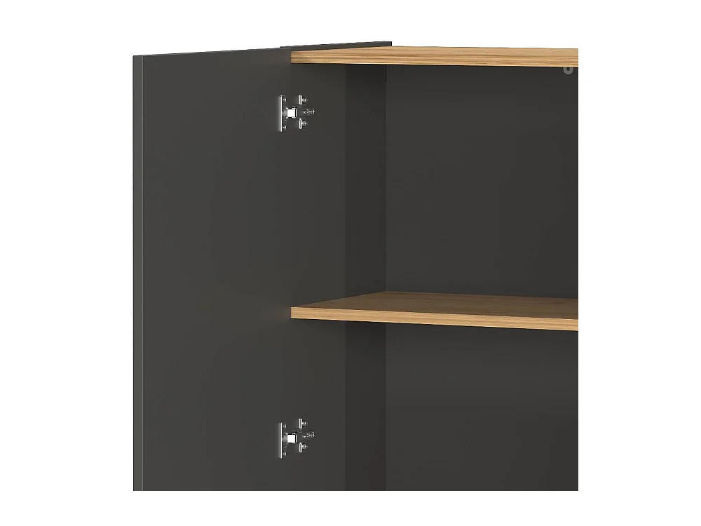 Büroschrank Schrank Büro in Dunkelgrau mit zwei Einlegeböden