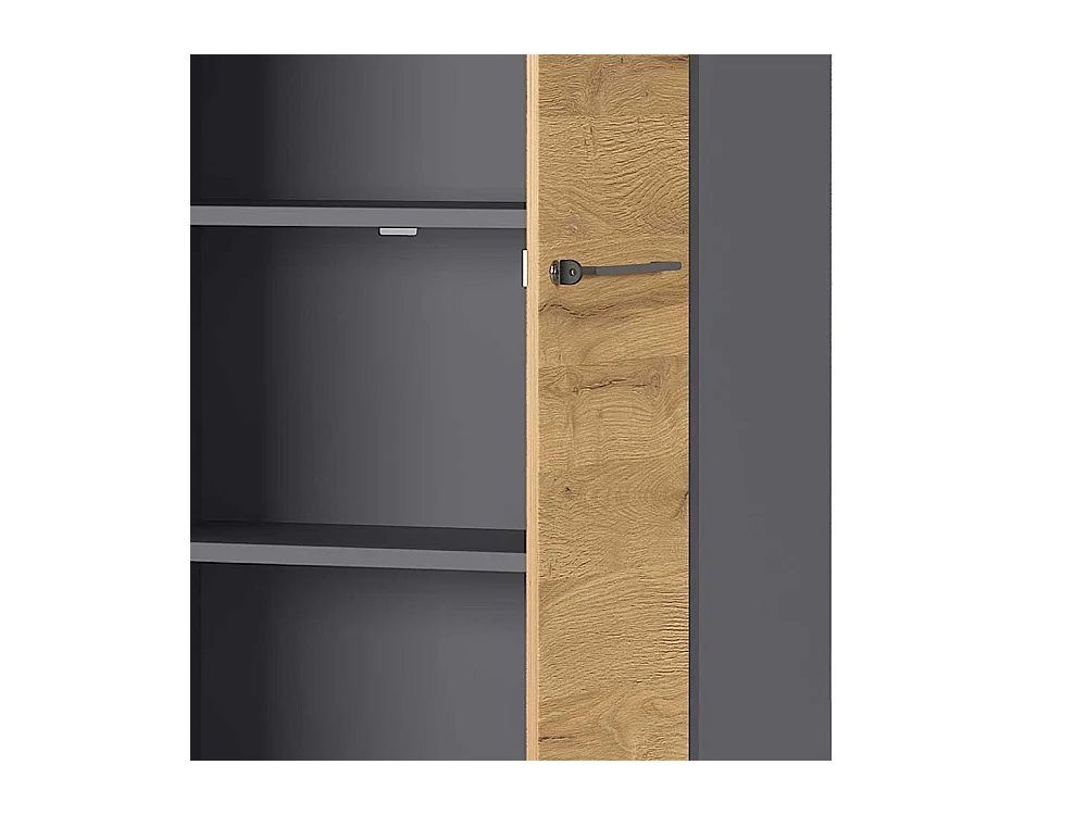 Aktenordnerschrank in Wildeichefarben und Dunkelgrau abschließbar