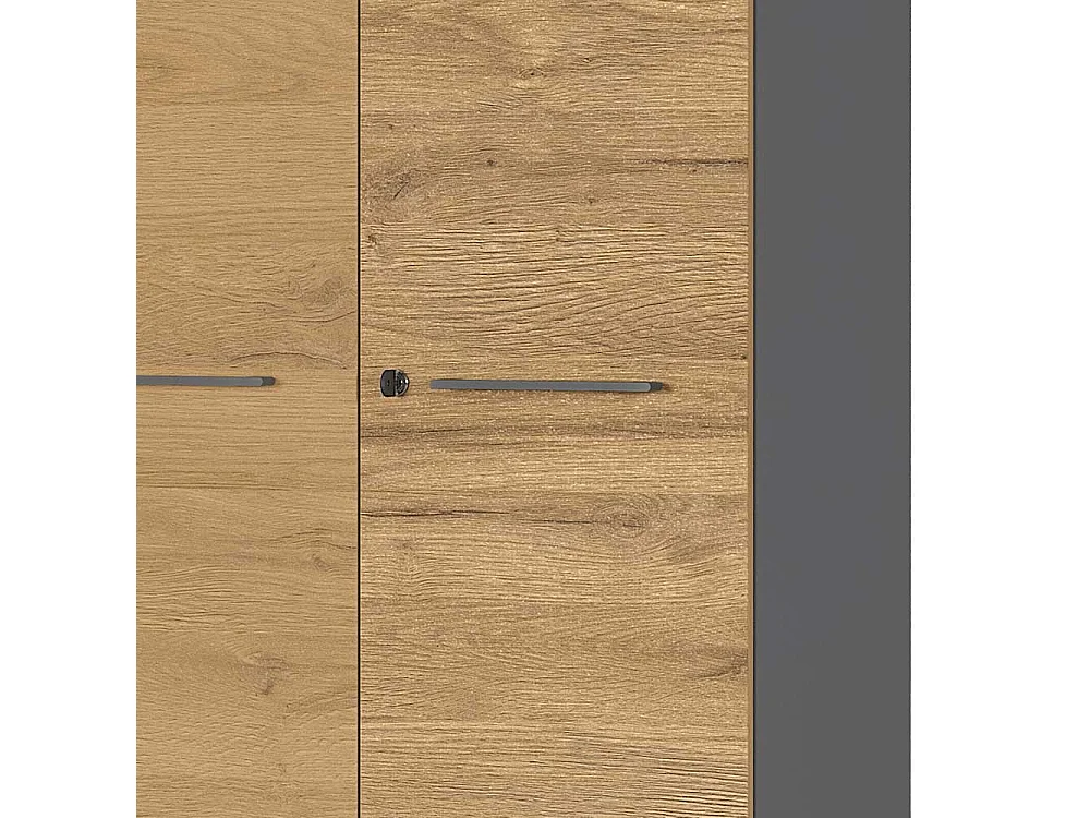 Aktenordnerschrank in Wildeichefarben und Dunkelgrau abschließbar