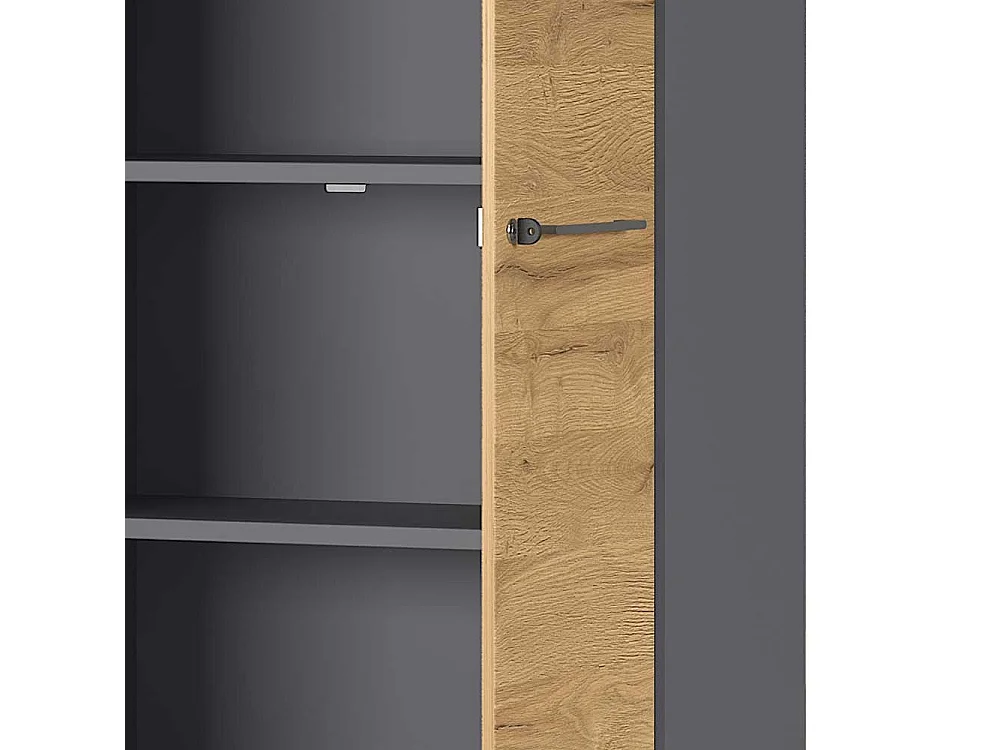 Aktenordnerschrank in Wildeichefarben und Dunkelgrau abschließbar