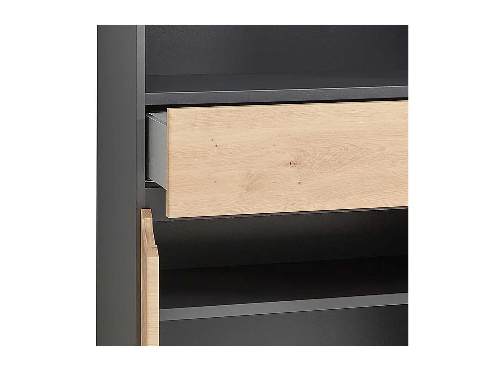 Aktenschrank mit offenem Fach in Wildeichefarben Dunkelgrau