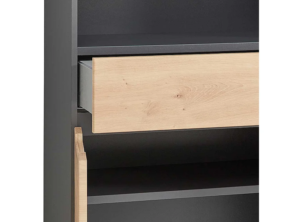 Aktenschrank mit offenem Fach in Wildeichefarben Dunkelgrau