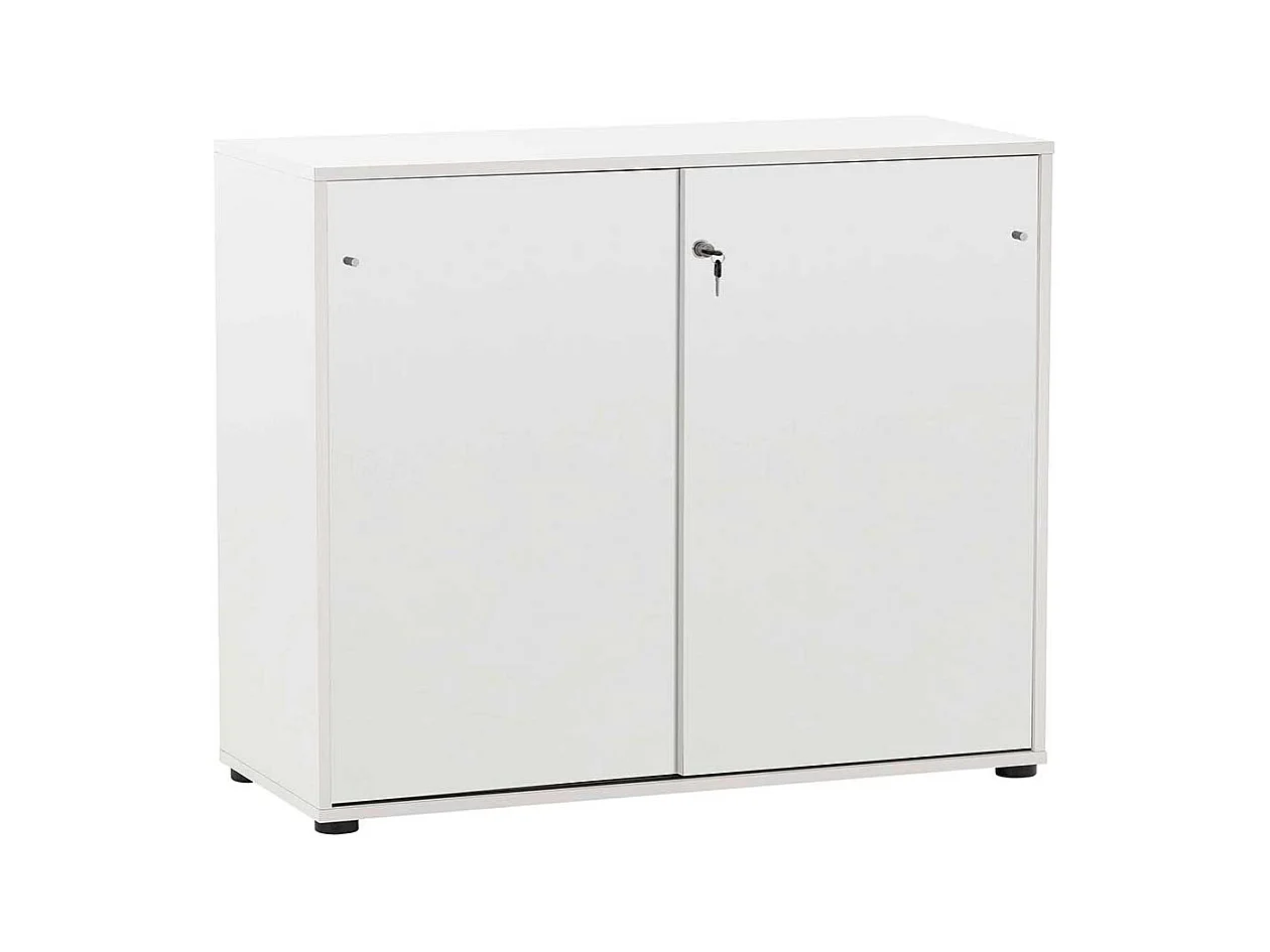 Abschließbarer Büroschrank in Weiß 2 Schiebetüren
