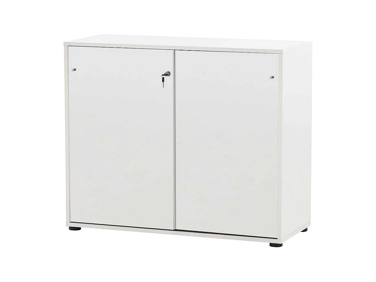 Abschließbarer Büroschrank in Weiß 2 Schiebetüren