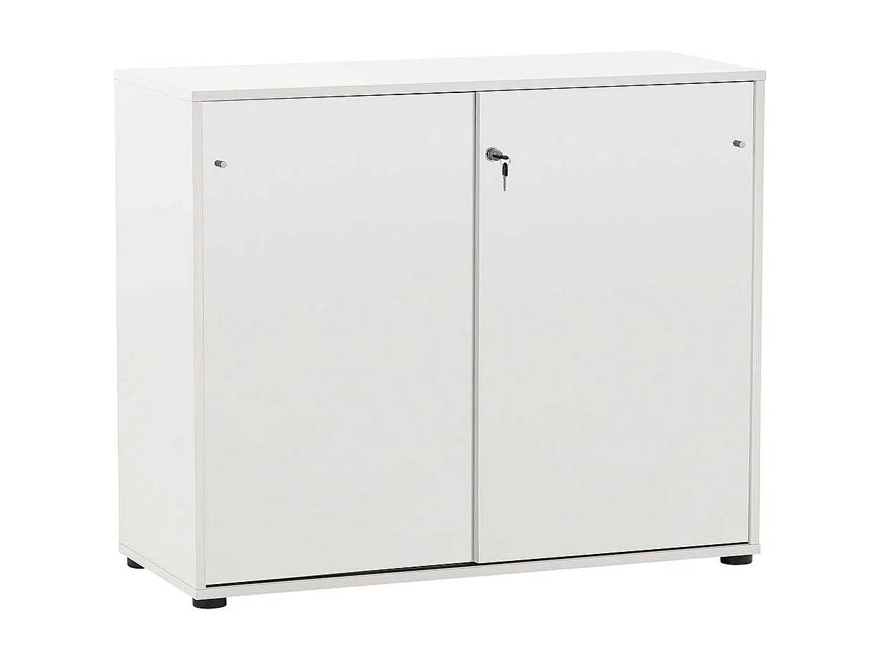 Abschließbarer Büroschrank in Weiß 2 Schiebetüren