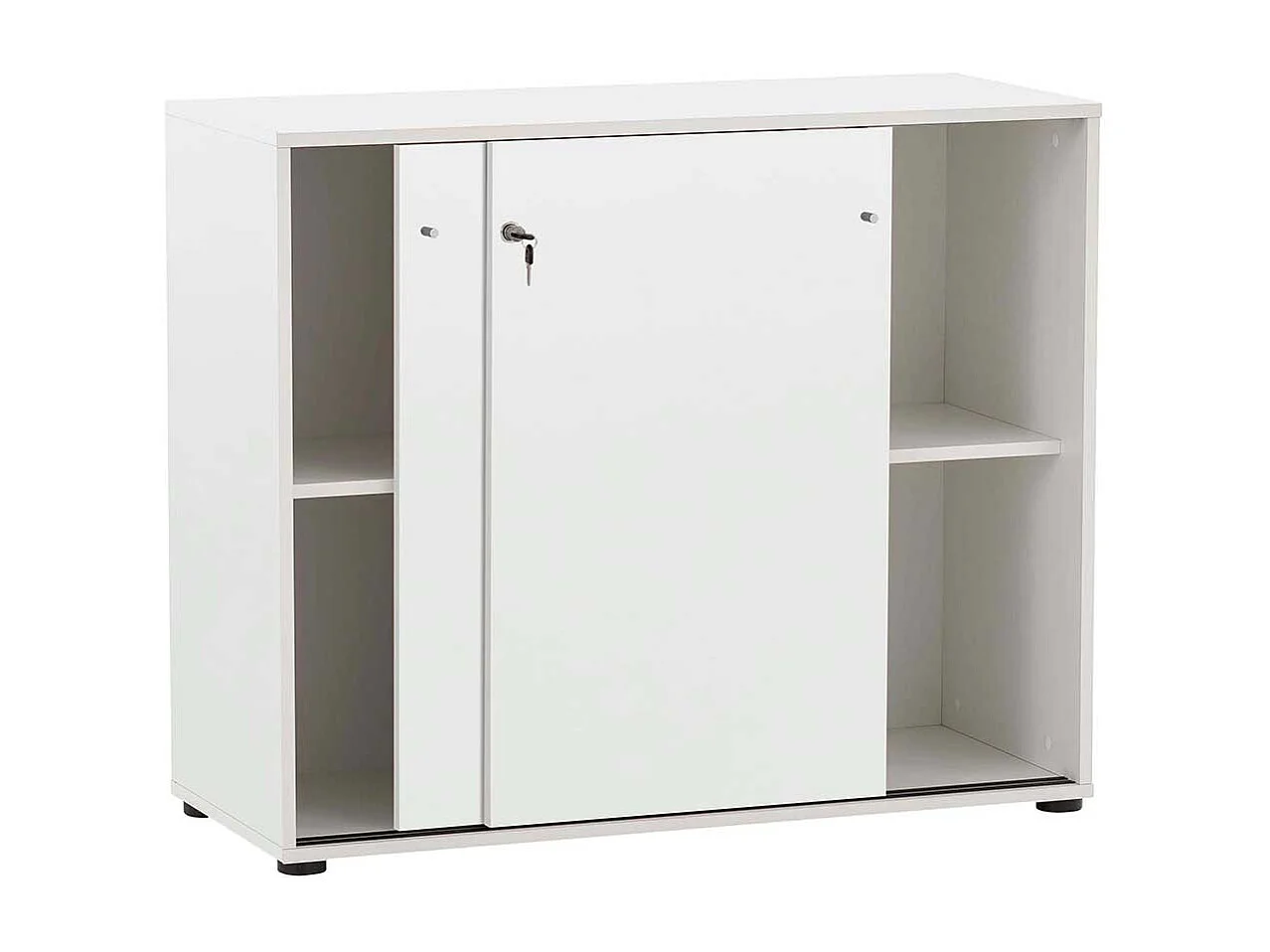 Abschließbarer Büroschrank in Weiß 2 Schiebetüren