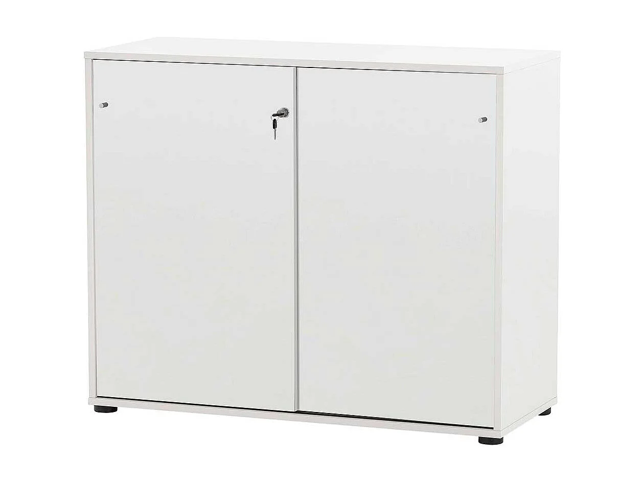 Abschließbarer Büroschrank in Weiß 2 Schiebetüren