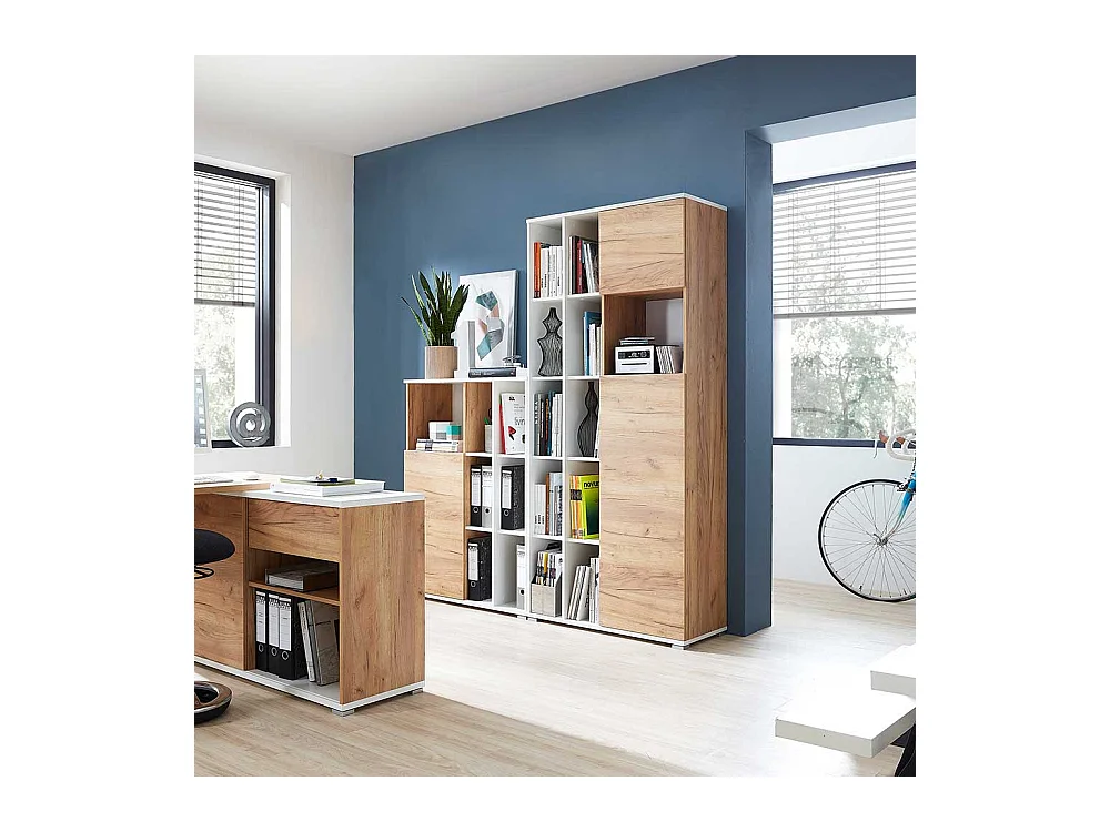 Büroschrank in Weiß und Wildeiche Dekor Made in Germany