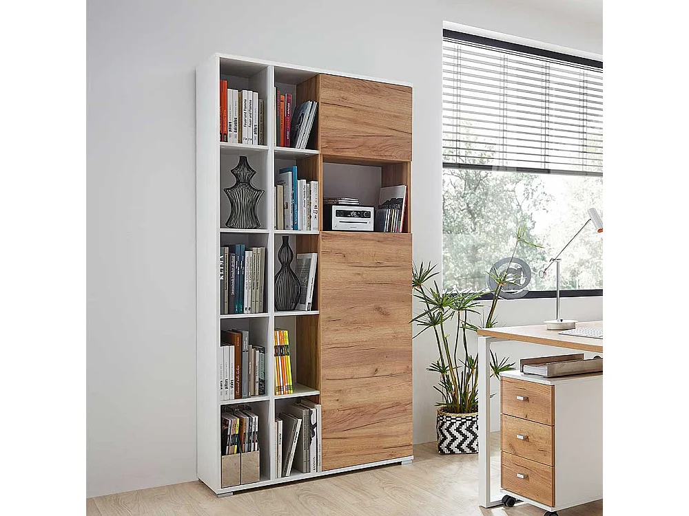 Büroschrank in Weiß und Wildeiche Dekor Made in Germany