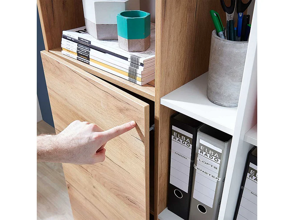 Büroschrank in Weiß und Wildeiche Dekor Made in Germany