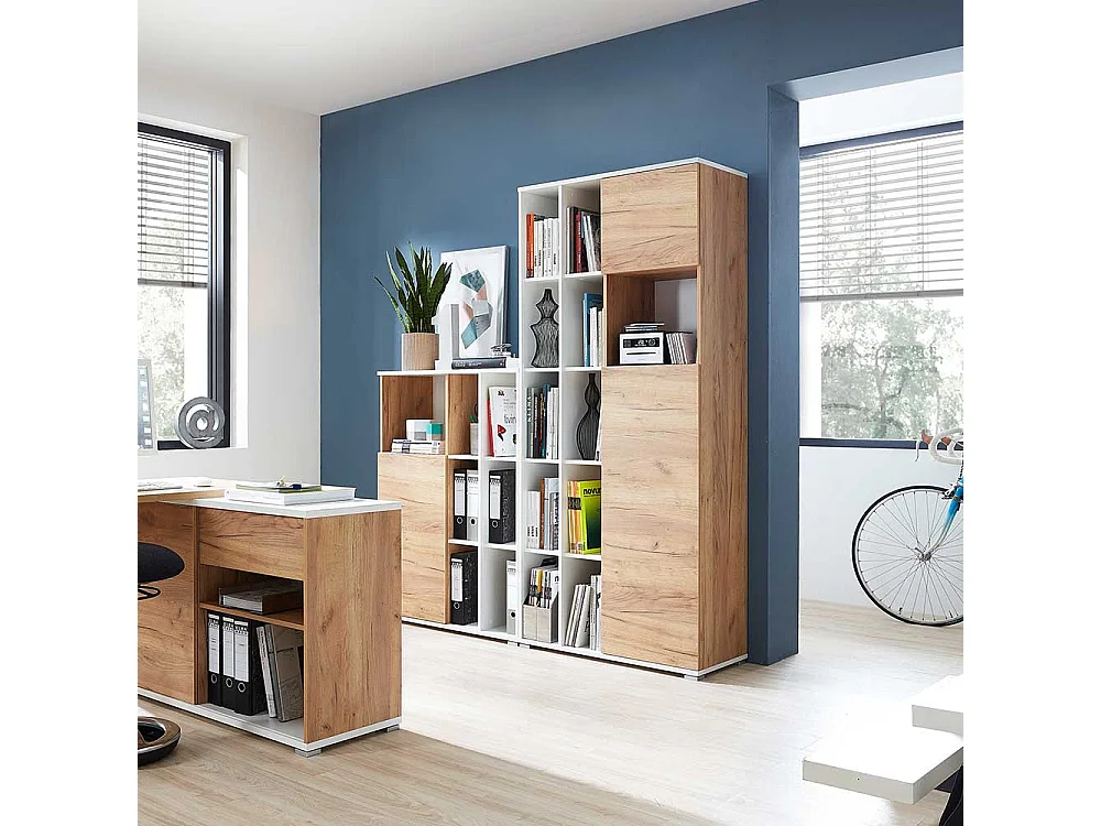 Büroschrank in Weiß und Wildeiche Dekor Made in Germany