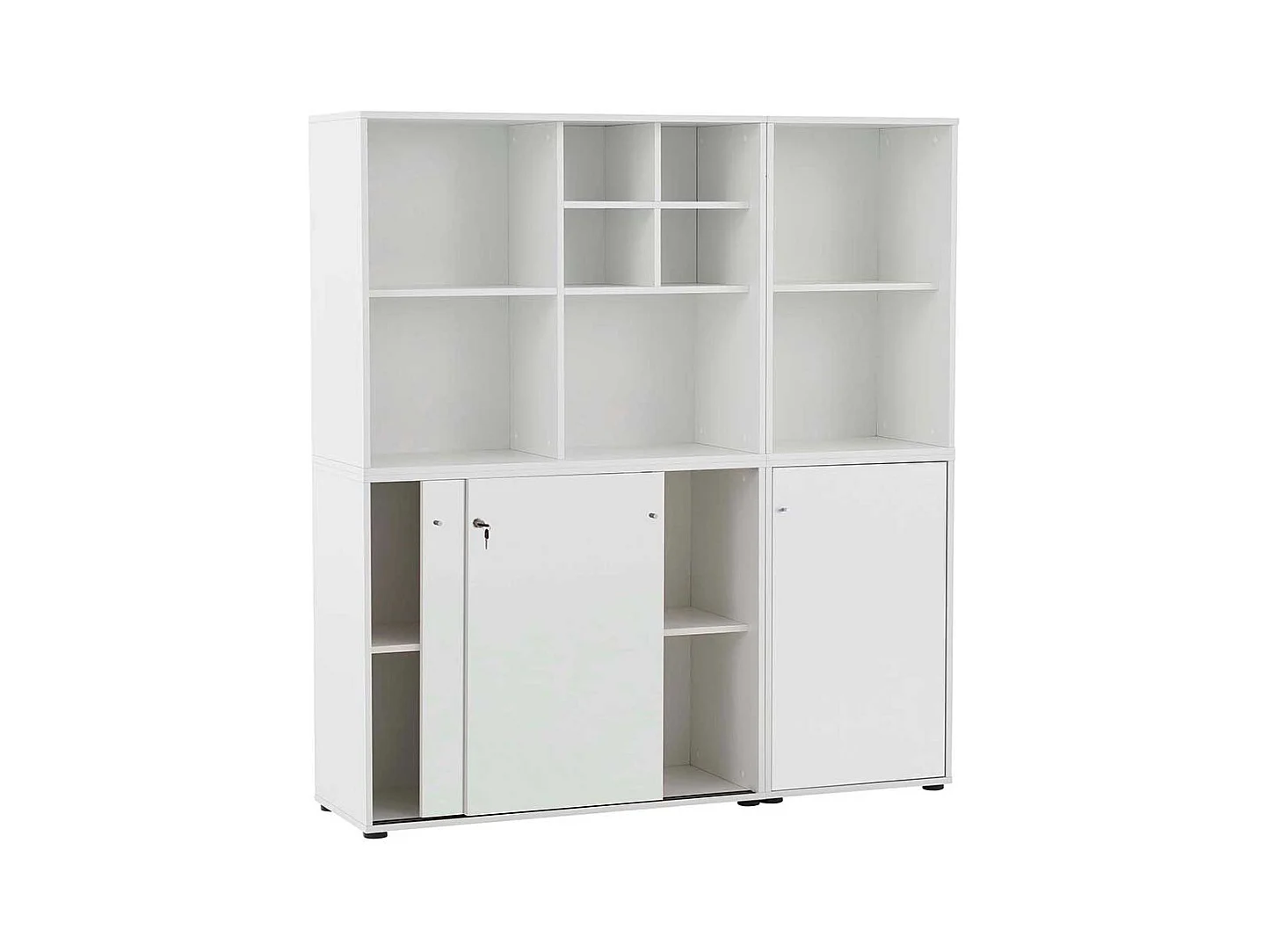 Aktenschrank Büro weiss mit Dreh- und Schiebetüren Made in Germany