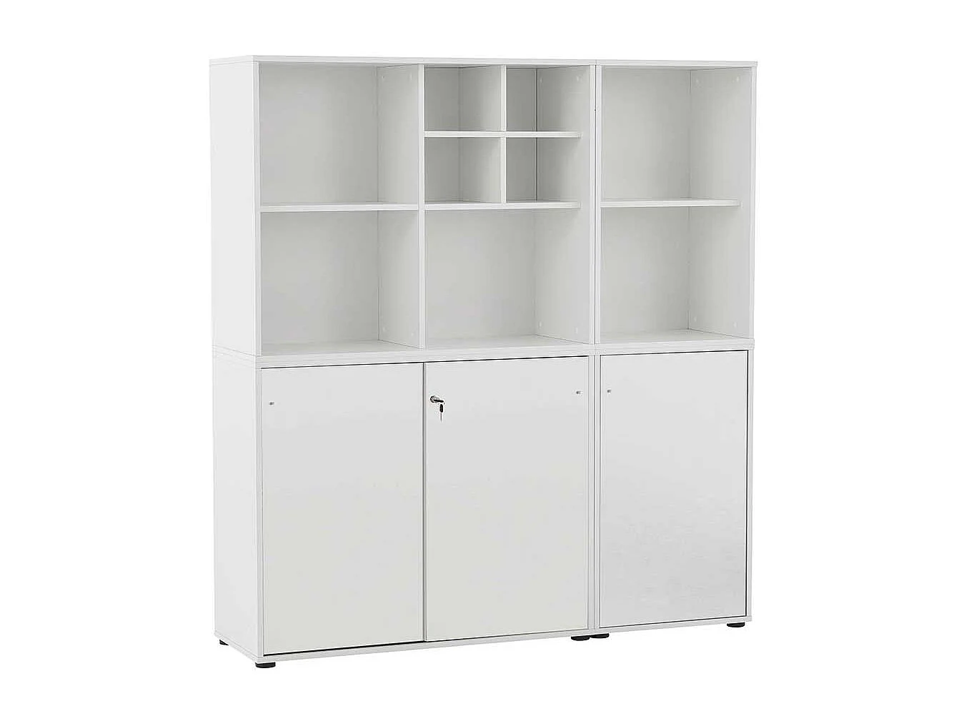 Aktenschrank Büro weiss mit Dreh- und Schiebetüren Made in Germany