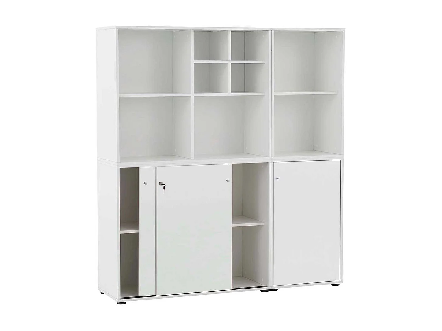 Aktenschrank Büro weiss mit Dreh- und Schiebetüren Made in Germany