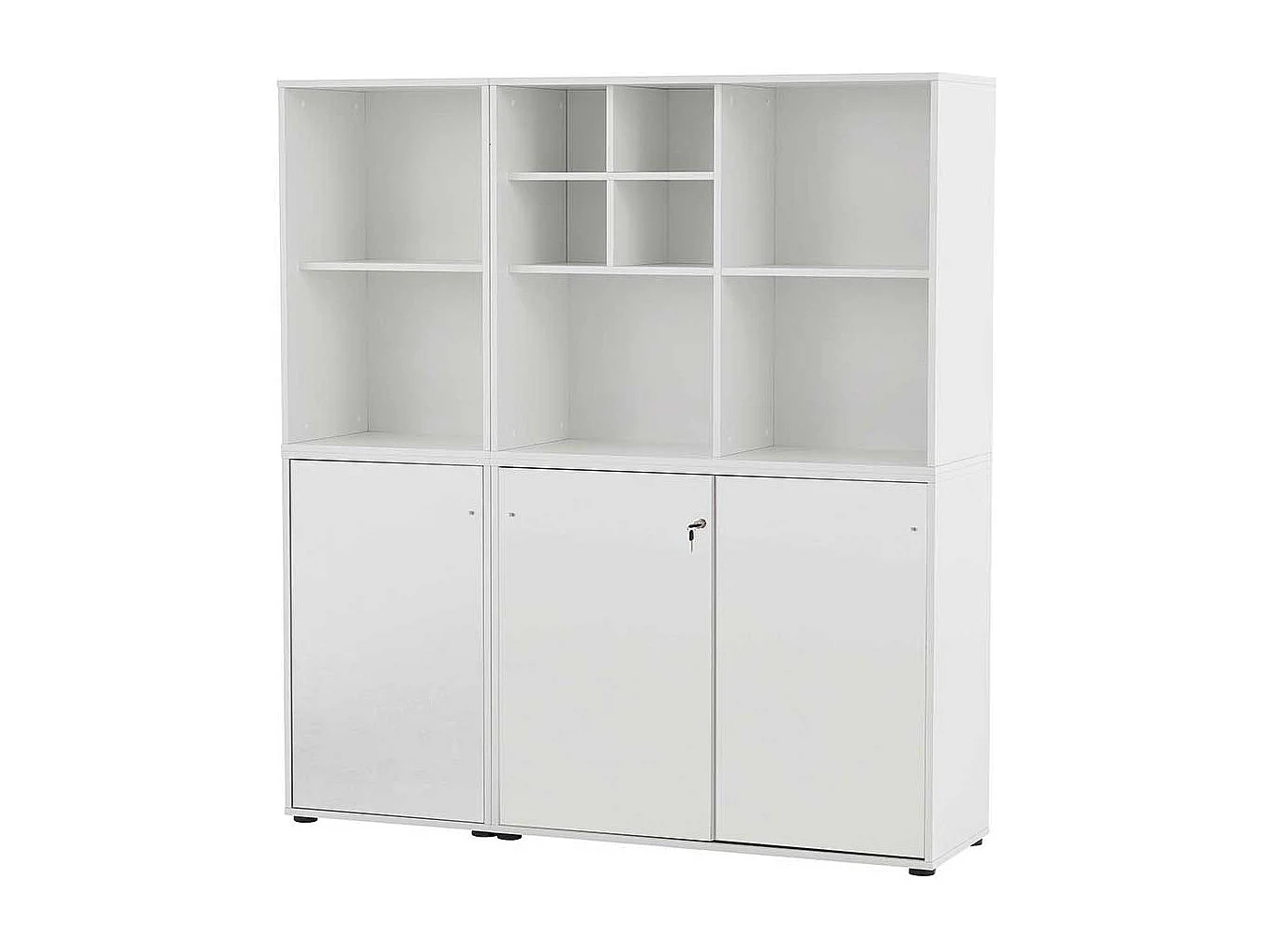 Aktenschrank Büro weiss mit Dreh- und Schiebetüren Made in Germany