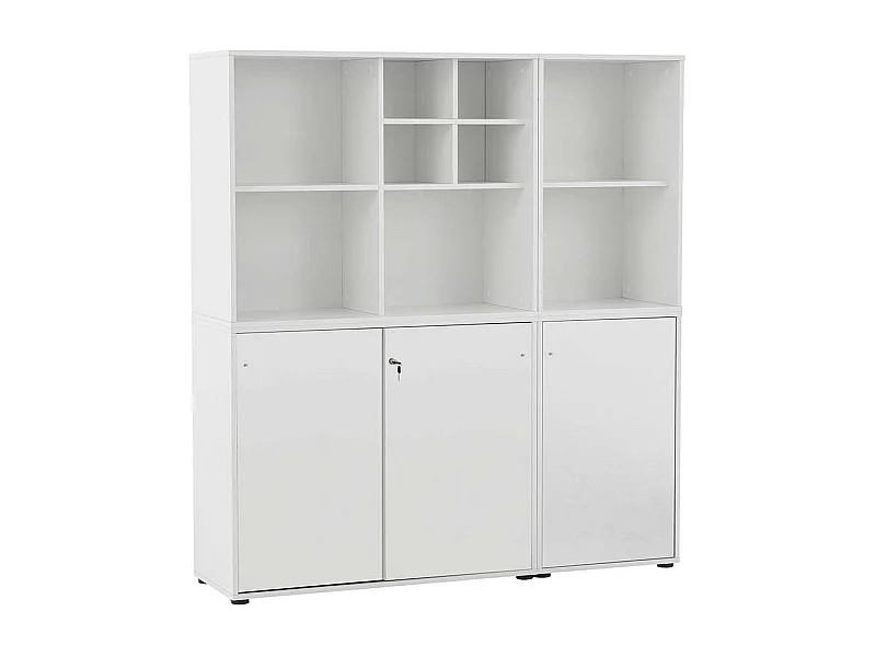 Aktenschrank Büro weiss mit Dreh- und Schiebetüren Made in Germany