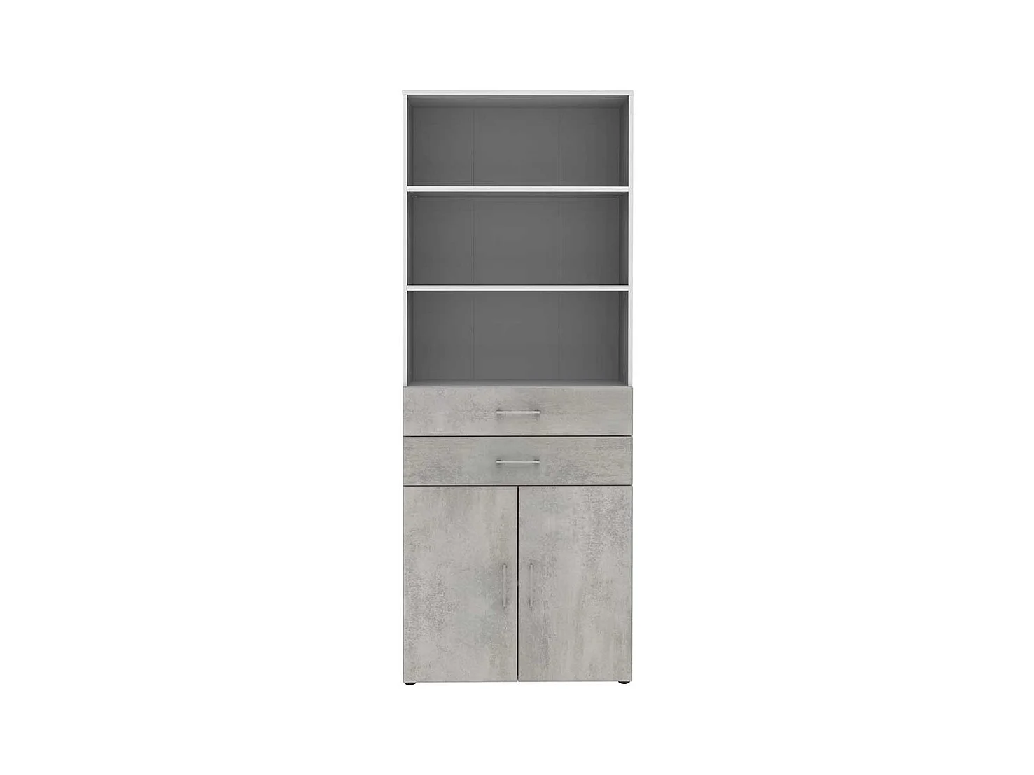 Home Office Schrank in Beton Optik Grau Wei�