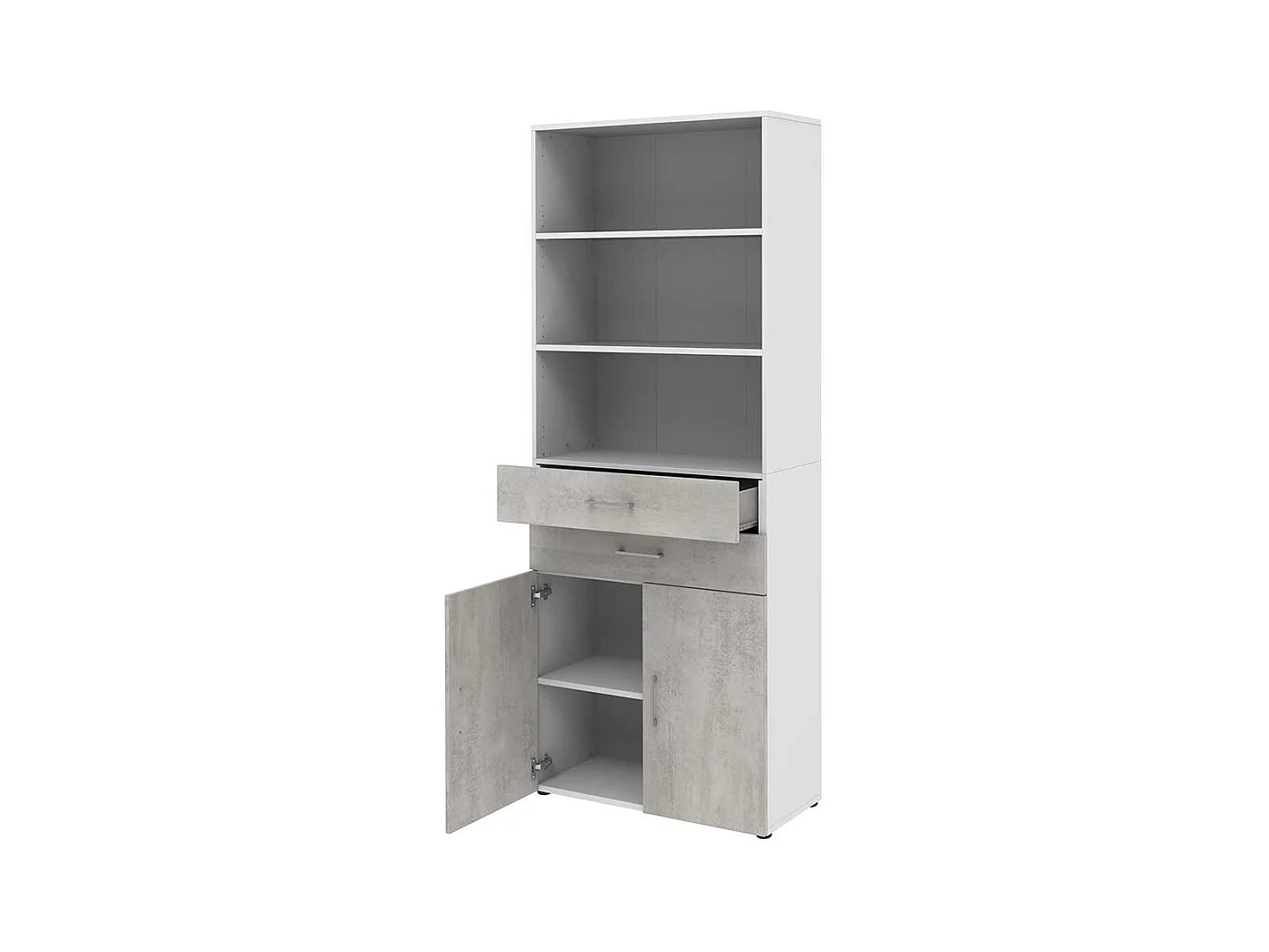 Home Office Schrank in Beton Optik Grau Wei�