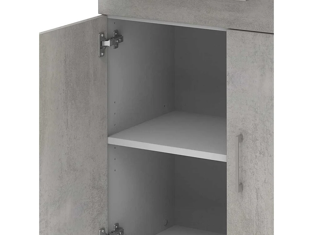 Home Office Schrank in Beton Optik Grau Wei�