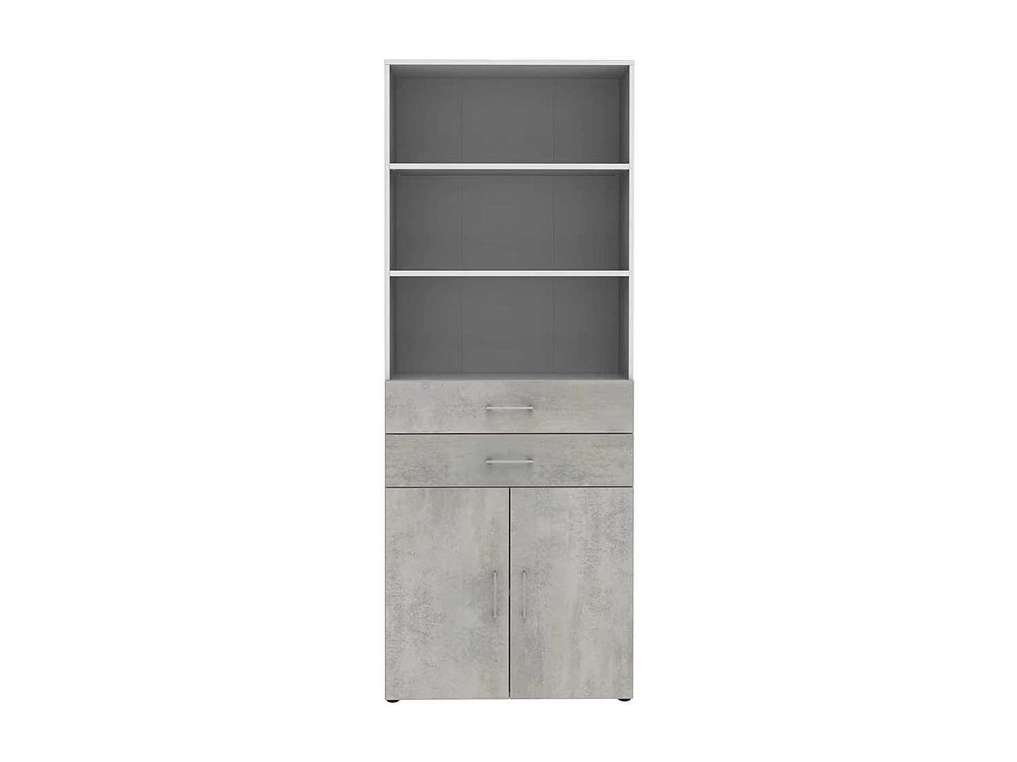 Home Office Schrank in Beton Optik Grau Wei�