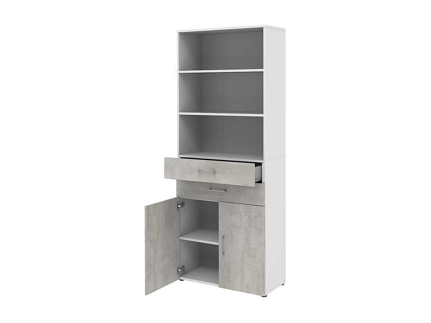 Home Office Schrank in Beton Optik Grau Wei�