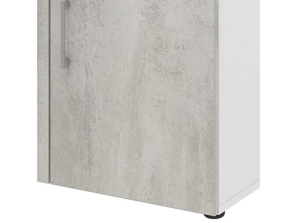 Home Office Schrank in Beton Optik Grau Wei�