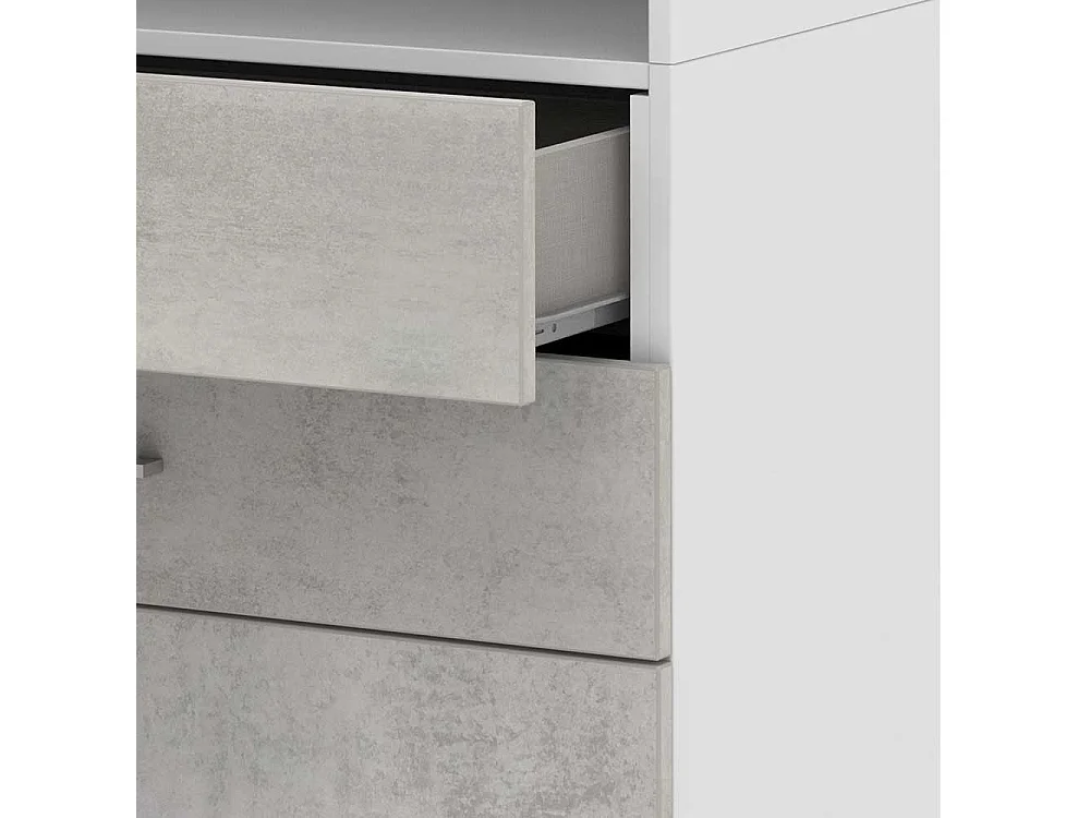 Home Office Schrank in Beton Optik Grau Wei�
