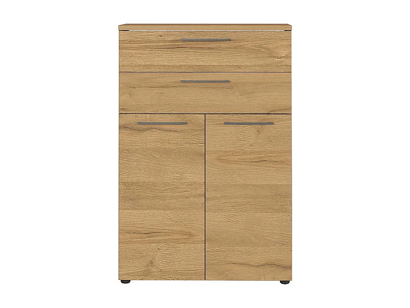 Büro Kommode in Wildeichefarben und Dunkelgrau 120 cm hoch