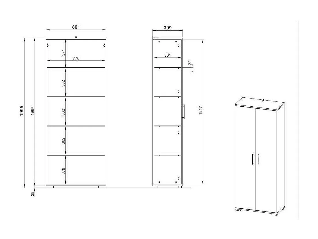 Büroschrank Schrank Büro melaminbeschichtet mit Metallgriffen