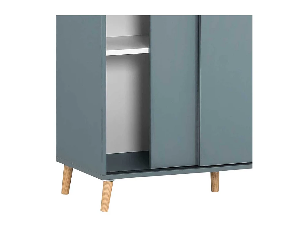 Aktenschrank abschließbar mit Schiebetüren Petrol und Eichefarben