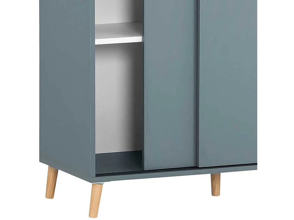 Aktenschrank abschließbar mit Schiebetüren Petrol und Eichefarben