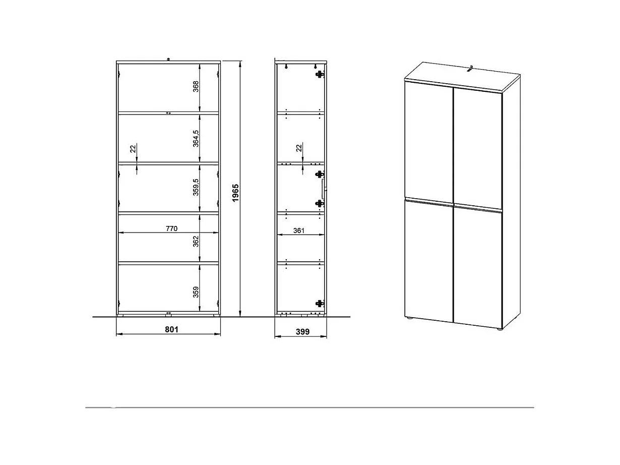 Schrank Büro Officeschrank 197 cm hoch mit Drehtüren