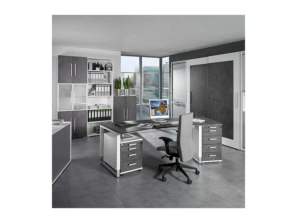 B�ro Aktenschrank in Grau Wei� 80 cm