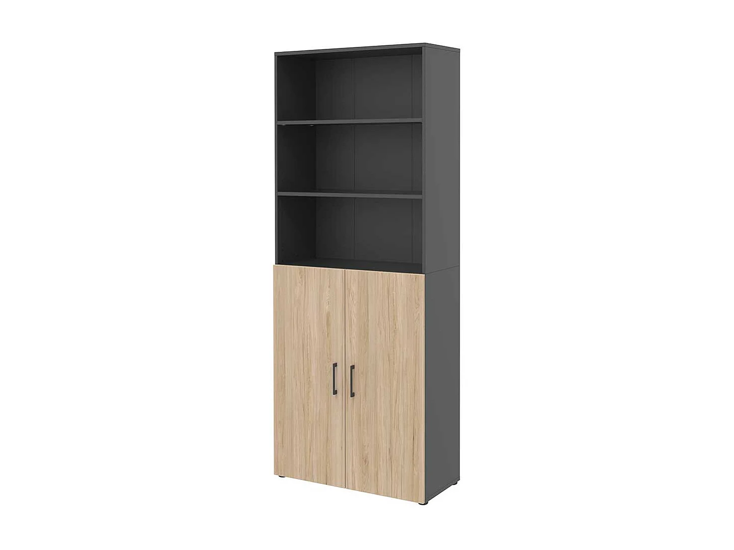 Aktenschrank hoch in Holzoptik Hickory Anthrazit