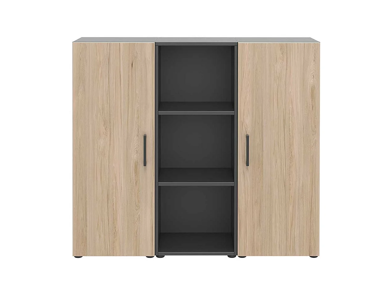 Officeschrank 2 t�rig Hickory Holzoptik & Anthrazit