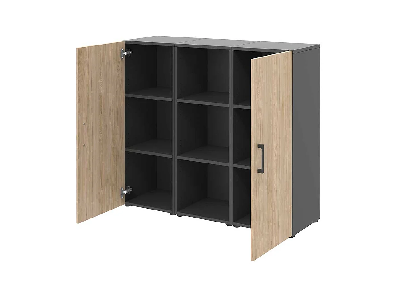 Officeschrank 2 t�rig Hickory Holzoptik & Anthrazit