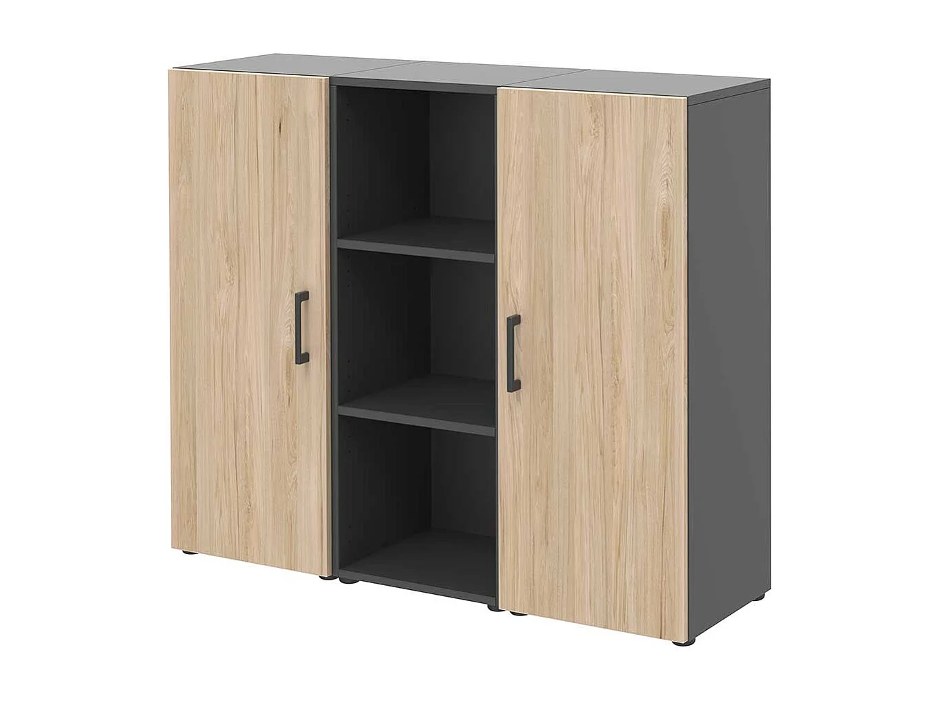 Officeschrank 2 t�rig Hickory Holzoptik & Anthrazit